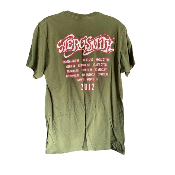 Bay Island Mens Aerosmith Graphic Concert Tee Shirt Short Sleeve Size L Green - Picture 2 of 5